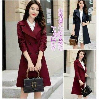 Hàng nhập - Áo khoác kaki lụa nữ cổ vest, áo blazer Quảng Châu form dài xinh xắn