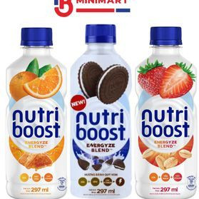 [ Vỉ 6 chai] Nước trái cây Nutriboost vị Sữa bánh quy kem - Vị Cam- Vị dâu
