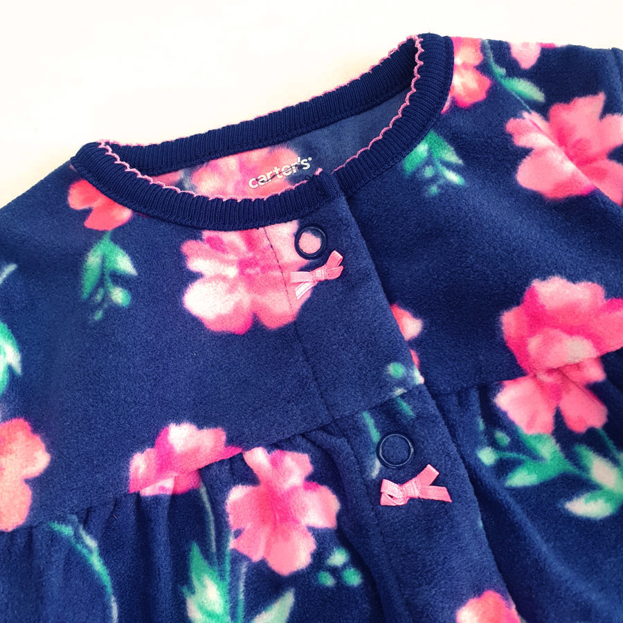 Bodysuit dài vải thun nỉ dày vừa hiệu GAP xịn cho bé màu xanh in hoa