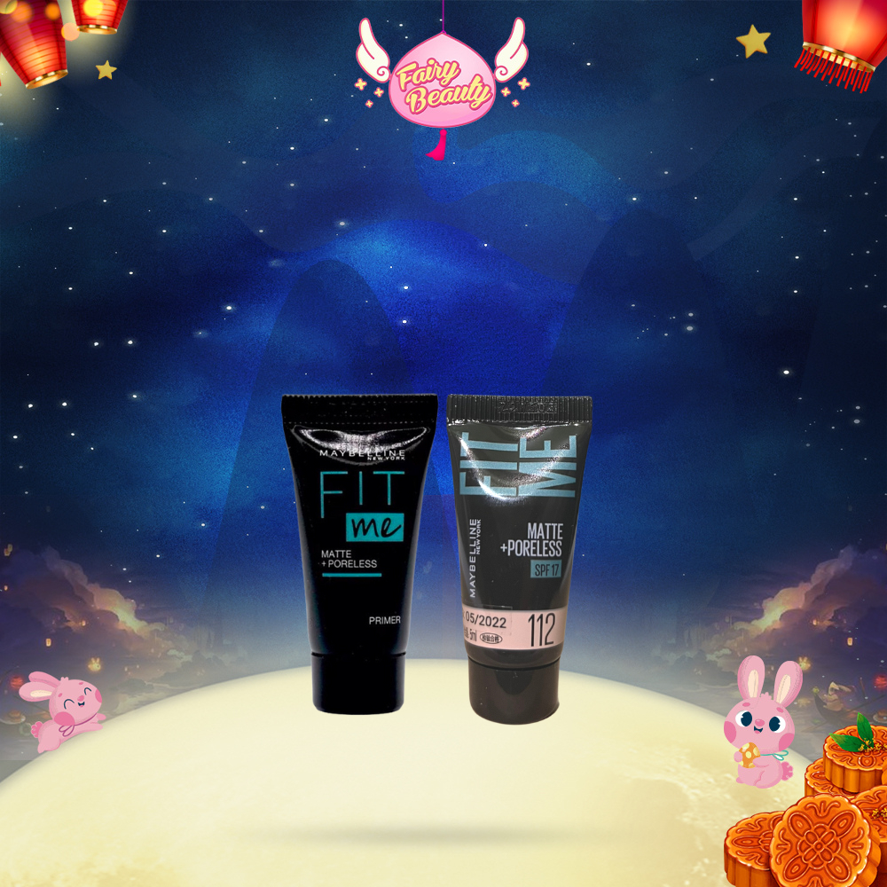 Bộ Đôi Mini Kem Nền & Kem Lót Fit Me Kiềm Dầu, Ngăn Xuống Tông Và Chống Nắng Mềm Mịn Hoàn Hảo