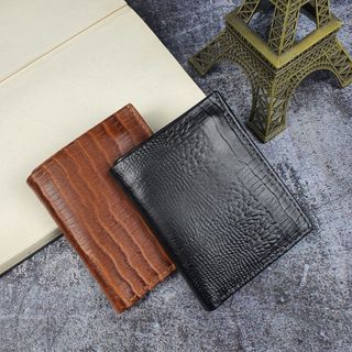 Ví đứng nam da bò vân cá sấu mn123 - 100% da bò thật, bh 3 năm
