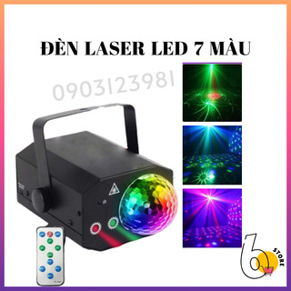Đèn laser led xoay 7 màu cảm biến nháy theo nhạc, trang trí vũ trường, phòng karaoke, đèn phòng bay