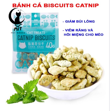Bánh Cá Catnip Biscuits,Giảm Búi Lông,Viêm Răng,Hôi Miệng Cho Mèo-40g
