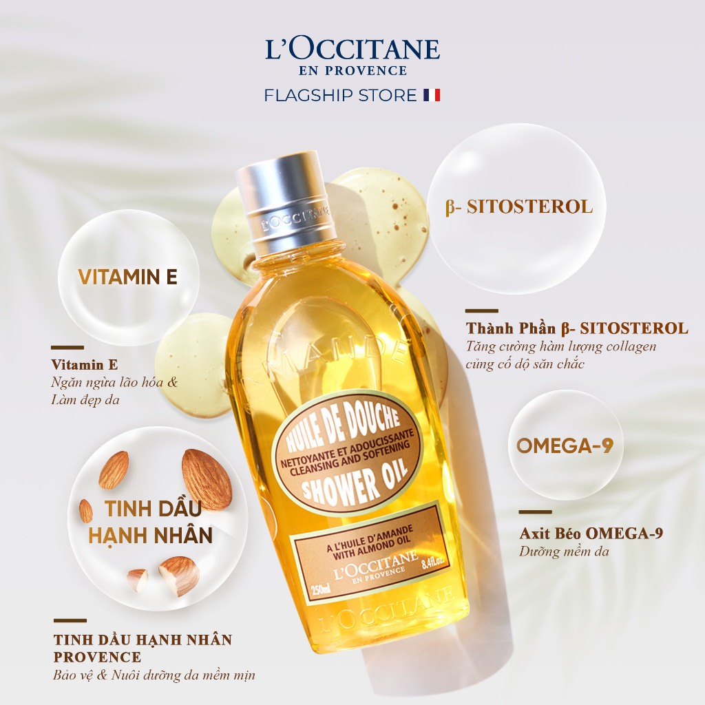 Dầu Tắm Hạnh Nhân L'Occitane Almond Shower Oil 250ml - 500ml