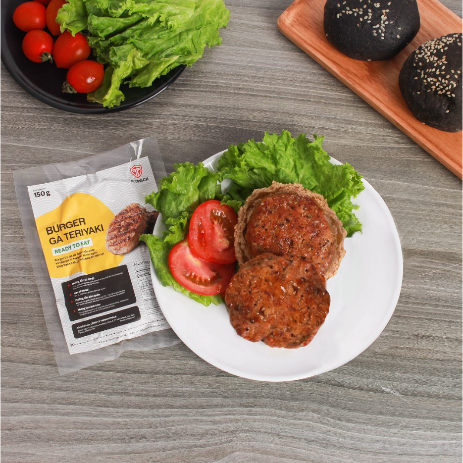 COMBO 10 GÓI BURGER Gà Teriyaki ăn liền Fitpack 150g