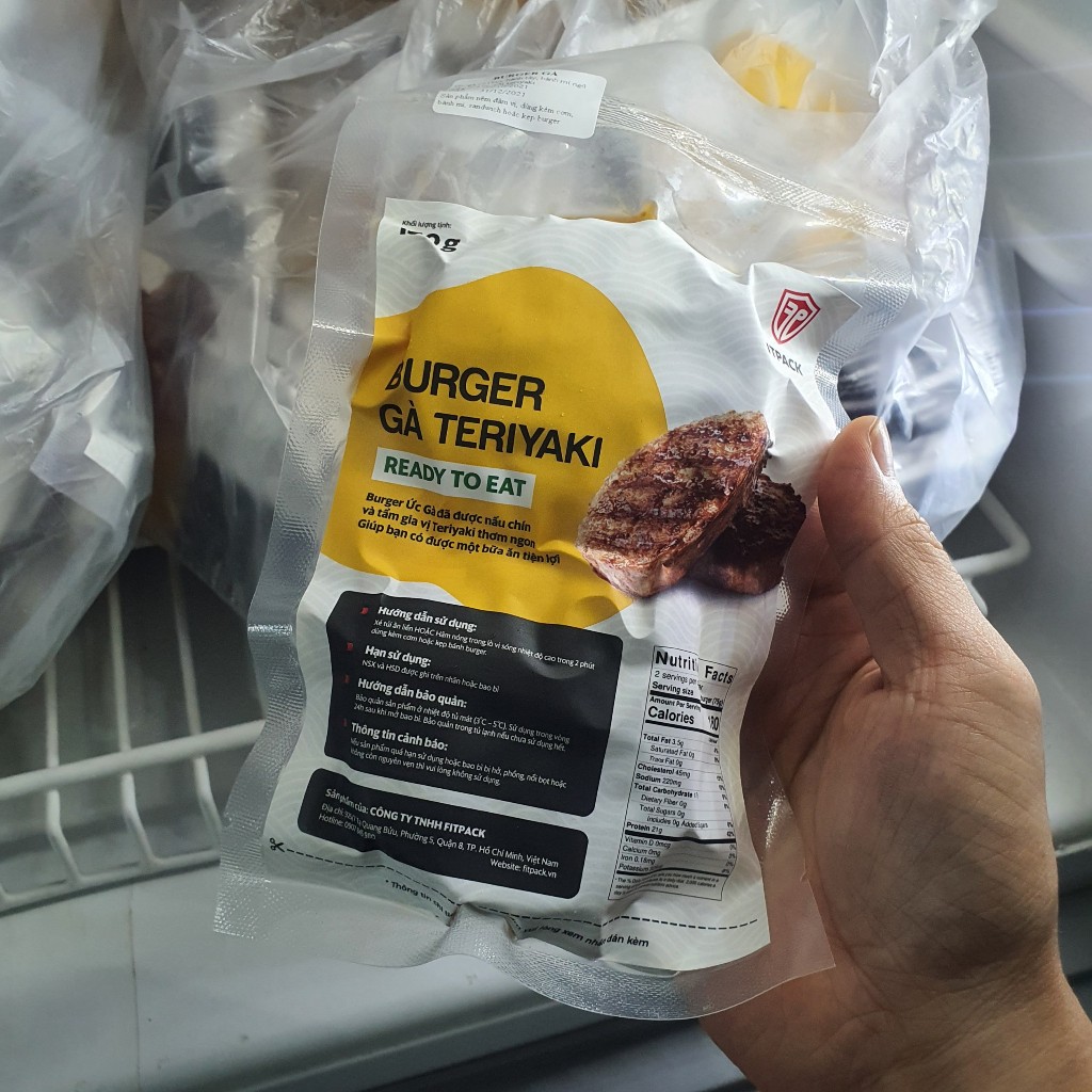 COMBO 10 GÓI BURGER Gà Teriyaki ăn liền Fitpack 150g
