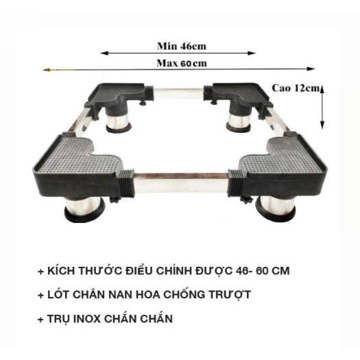 Kệ máy giặt, chân máy giặt, chân đế máy giặt, tủ lạnh bọc inox điều chỉnh kích thước bảo hành 12 tháng