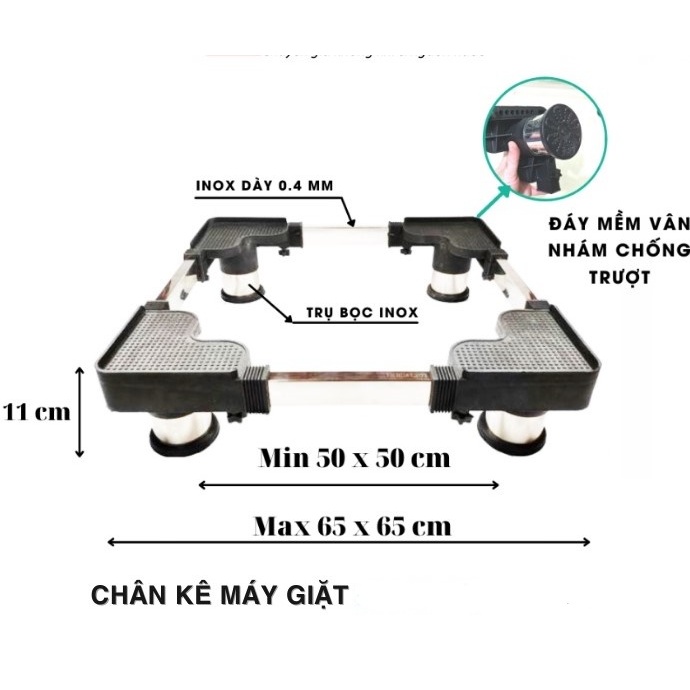 Kệ máy giặt, chân máy giặt, chân đế máy giặt, tủ lạnh bọc inox điều chỉnh kích thước bảo hành 12 tháng