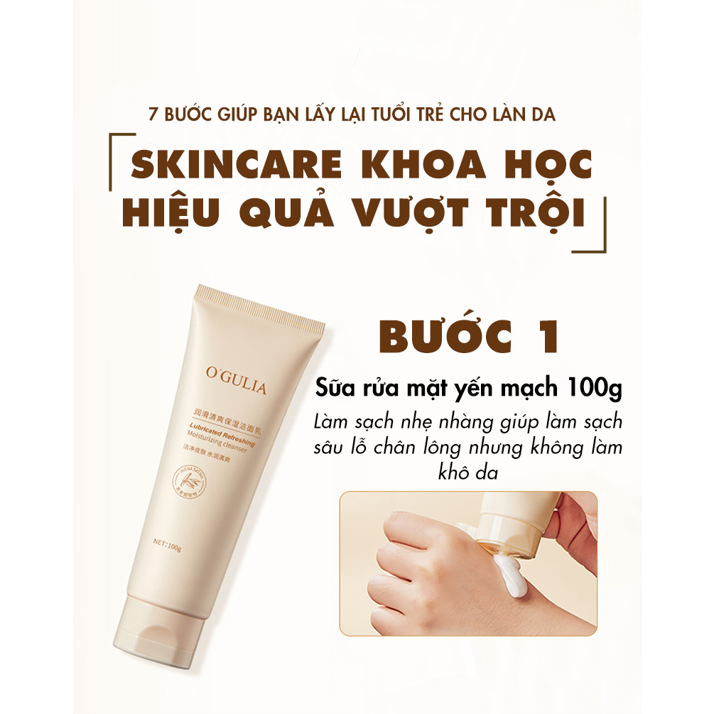 Bộ dưỡng da combo skincare chăm sóc da mặt trái bơ dưỡng ẩm trắng da, Bộ mỹ phẩm nội địa Trung tái tạo da 6 món LAPEU