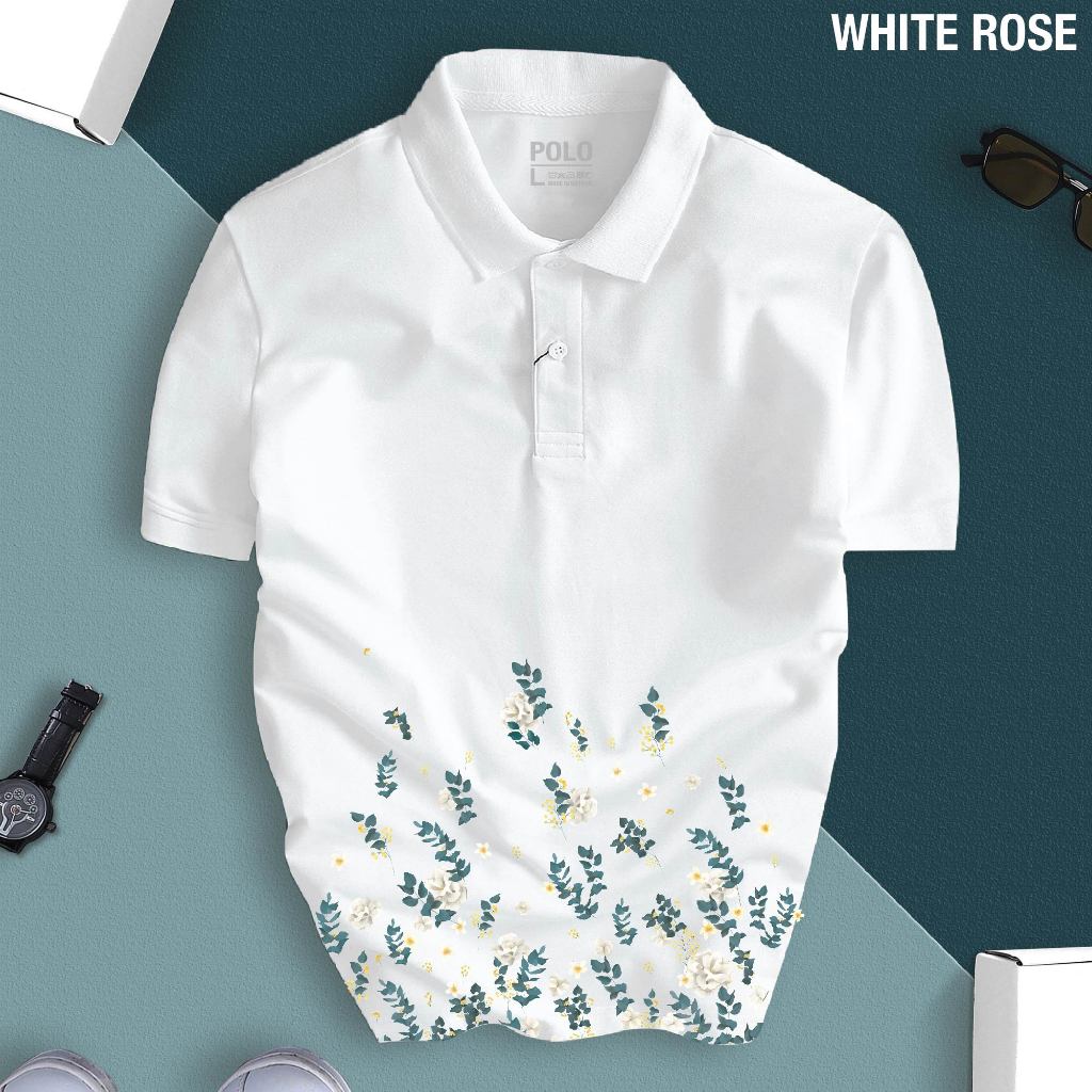 Áo Thun Polo Nam hình siêu nét WHITE ROSE thiết kế trẻ trung, chuẩn form, thanh lịch