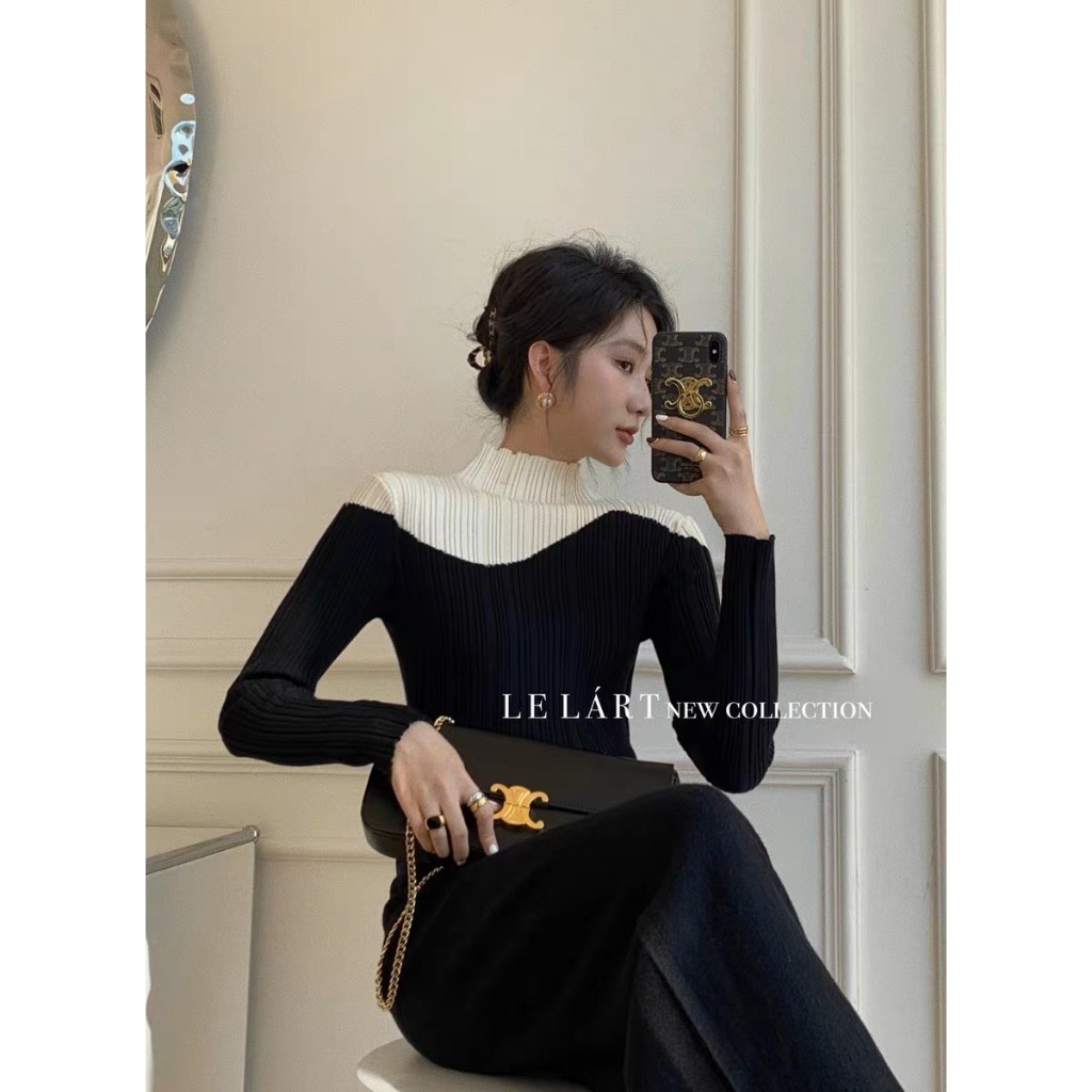 Áo Len Quảng Châu Chất Mềm Mịn Mix Màu Đen Trắng - Hannie Store