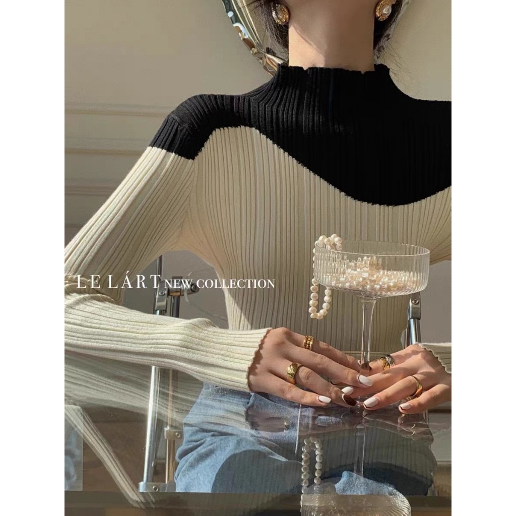 Áo Len Quảng Châu Chất Mềm Mịn Mix Màu Đen Trắng - Hannie Store