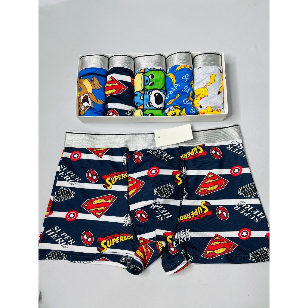Quần lót Boxe nam, quần sịp đùi nam đùi nam thời thượng thun lạnh nhân vật phim hoạt hình mới pikachu, chuối...Full Size
