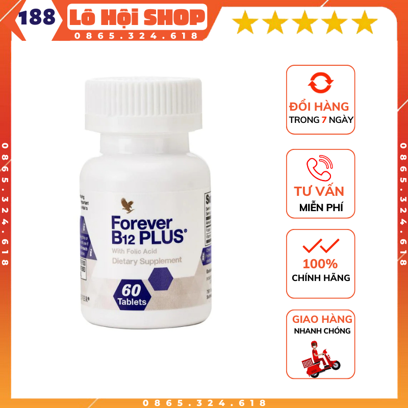 Viên bổ sung dinh dưỡng B12 Lô Hội, 188flp, lọ 60 viên