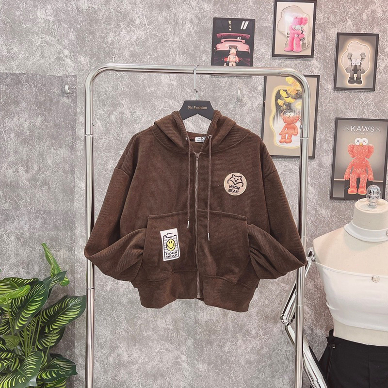 Áo khoác chống nắng chất len nhung gân có 4 túi thêu logo form lửng dành cho nữ M625-AN STORE