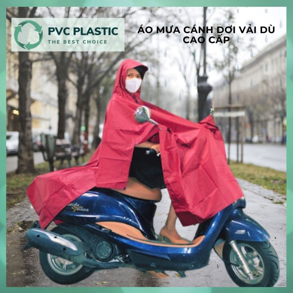 Áo Mưa Người Lớn Siêu Chống Thấm Vải Dù Xẻ Tà Cánh Dơi Cao Cấp Siêu Bền