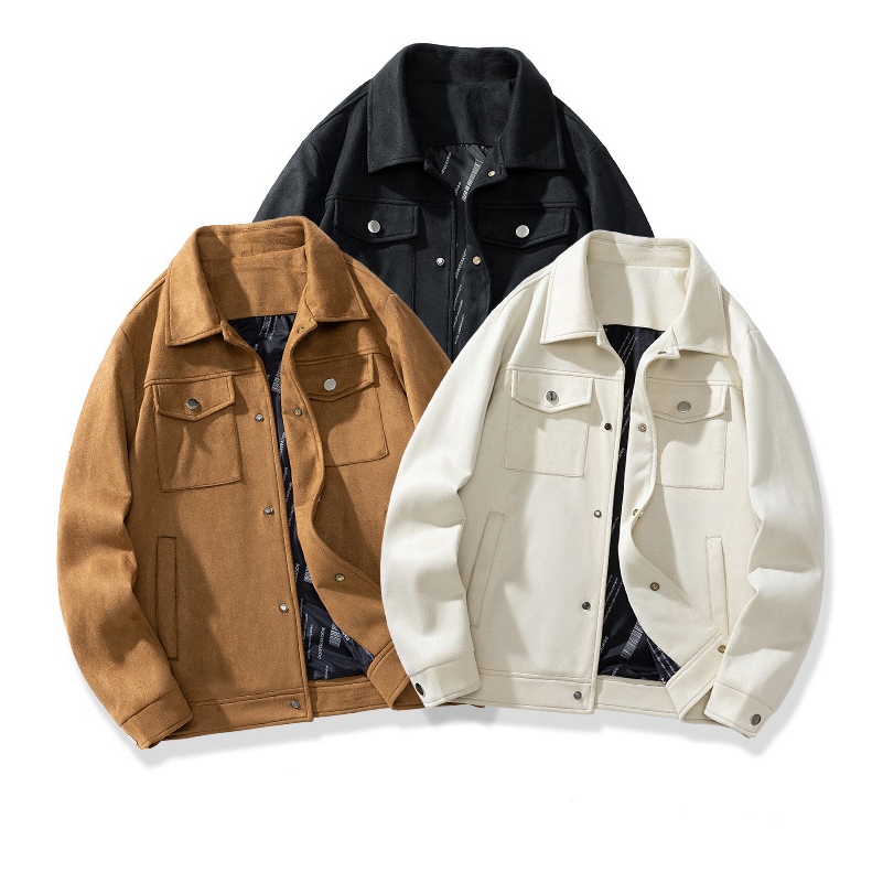 Áo khoác ngoài Da Lộn Túi hộp nam nữ mùa thu đông form rộng ấm áp bigsize Avocado