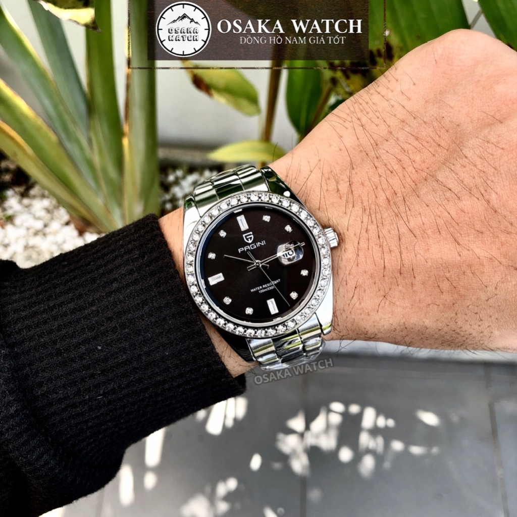 Đồng Hồ Nam PAGINI Datejust PA8822 Đính Đá Lịch Ngày Dây Thép Không Gỉ Đúc Fullbox Chính Hãng
