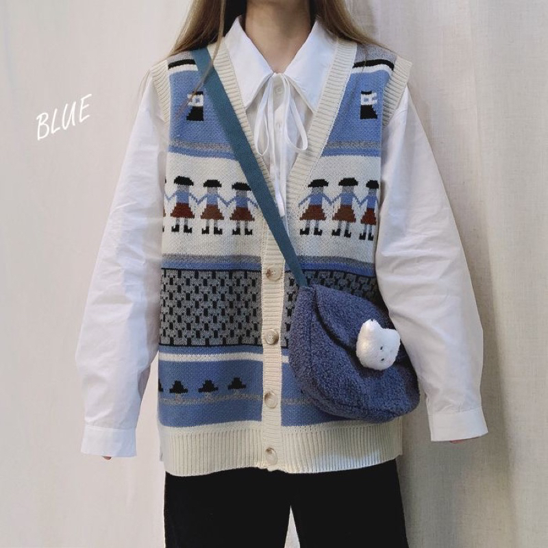 Set áo gile đóng cúc kèm sơmi trẻ trung dễ thương siêu hot