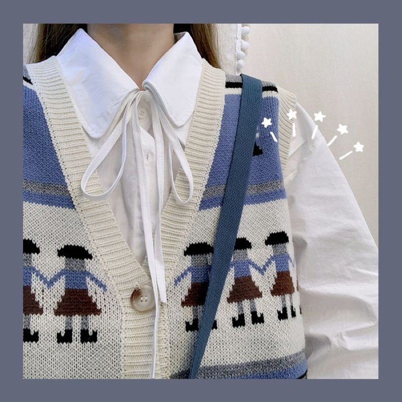 Set áo gile đóng cúc kèm sơmi trẻ trung dễ thương siêu hot