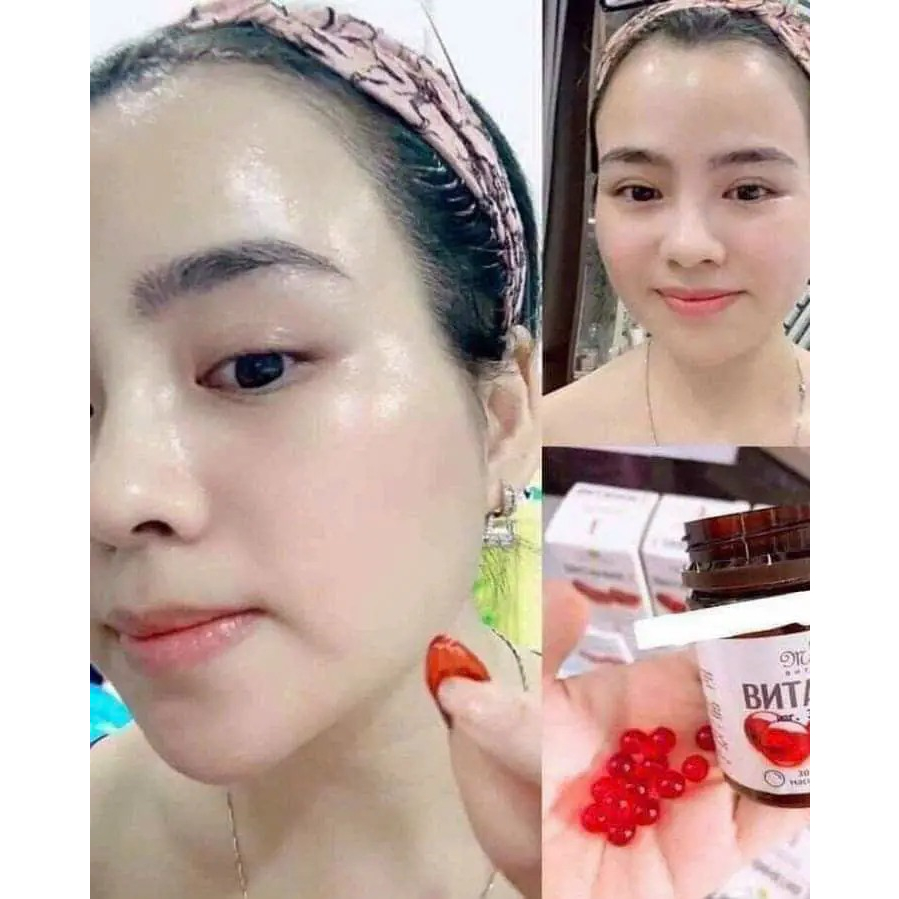 Viên uống Vitamin E đỏ Mirrolla Nga 400mg, Vitamin E đỏ làm đẹp trắng da chống lão hoá hộp 30 viên