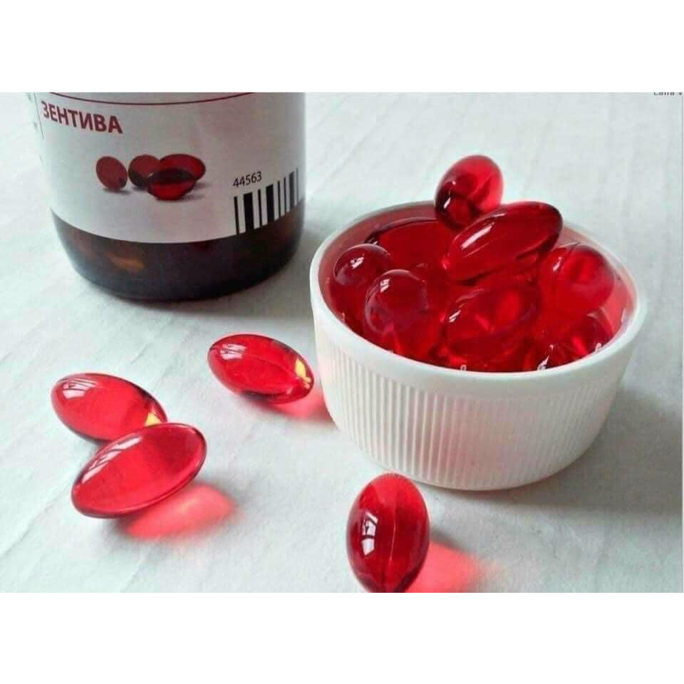 Viên uống Vitamin E đỏ Mirrolla Nga 400mg, Vitamin E đỏ làm đẹp trắng da chống lão hoá hộp 30 viên