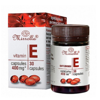 Viên uống Vitamin E đỏ Mirrolla Nga 400mg, Vitamin E đỏ làm đẹp trắng da chống lão hoá hộp 30 viên