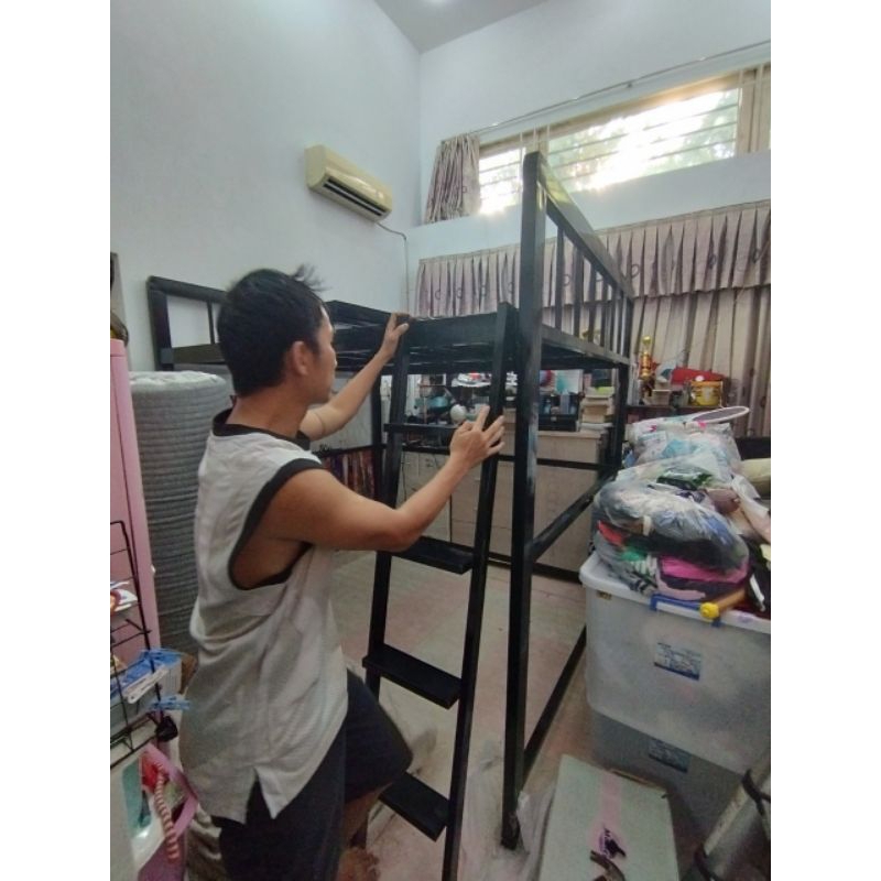 Giường sắt 1 tầng trên cao ~ Tầng gác thông minh tiết kiệm không gian