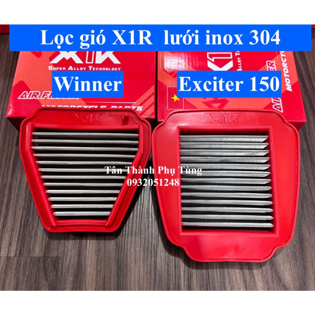 Lọc gió X1R chính hãng Lưới Inox 304: Winner/ WInner X,  Exciter 150 /155