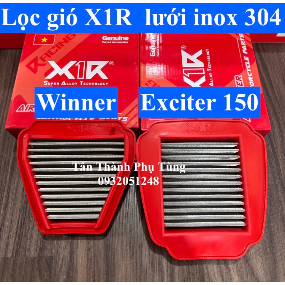 Lọc gió X1R chính hãng Lưới Inox 304: Winner/ WInner X,  Exciter 150 /155