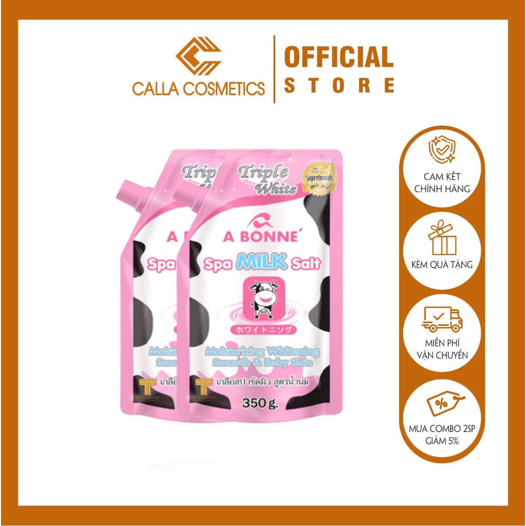 Muối Tắm Sữa Bò - Tẩy Tế Bào Da Chết Body Cơ Thể A Bonne Trắng Sáng Mềm Da Dưỡng Ẩm Spa Milk Salt Thái Lan 350gr