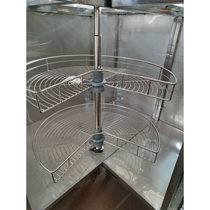 Mâm xoay 2 tầng tủ bếp góc 1/2 và 3/4 inox 304 Boss chính hãng