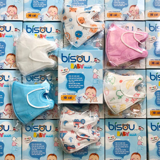 Hộp 10 khẩu trang bisou kháng khuẩn 5d cho trẻ em