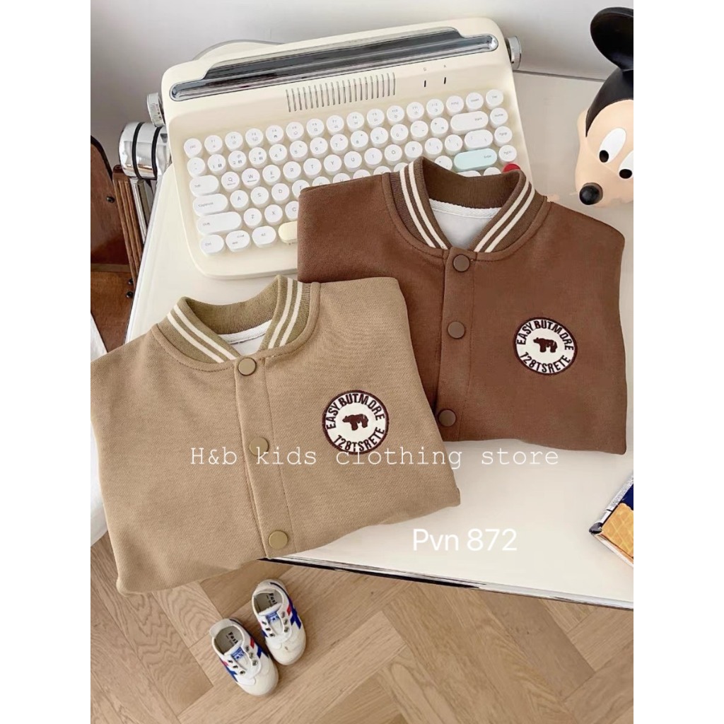 Áo bomber nâu bóng chày bé trai