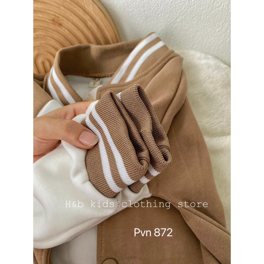 Áo bomber nâu bóng chày bé trai
