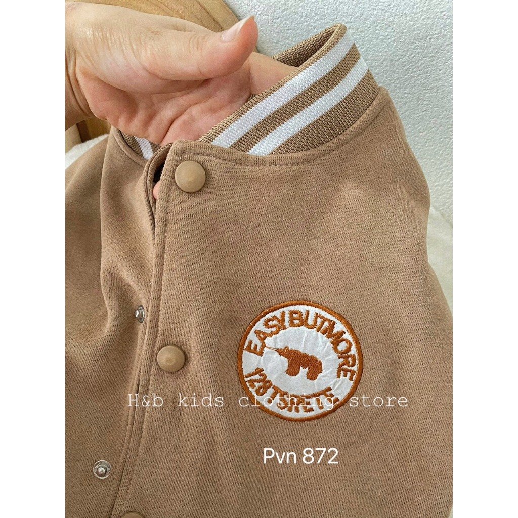 Áo bomber nâu bóng chày bé trai