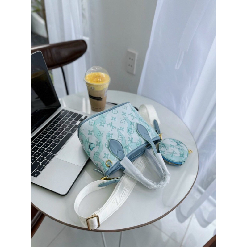 Túi Xách Lv Cầm Tay  Kèm Ví Nhỏ Khoá Kéo