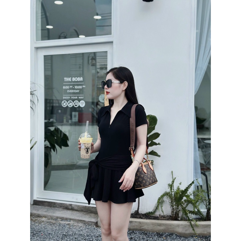 Túi Xách Lv Cầm Tay  Kèm Ví Nhỏ Khoá Kéo