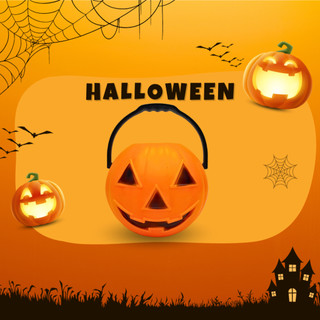 Quả bí nguyên khối đựng kẹo Halloween HT7535