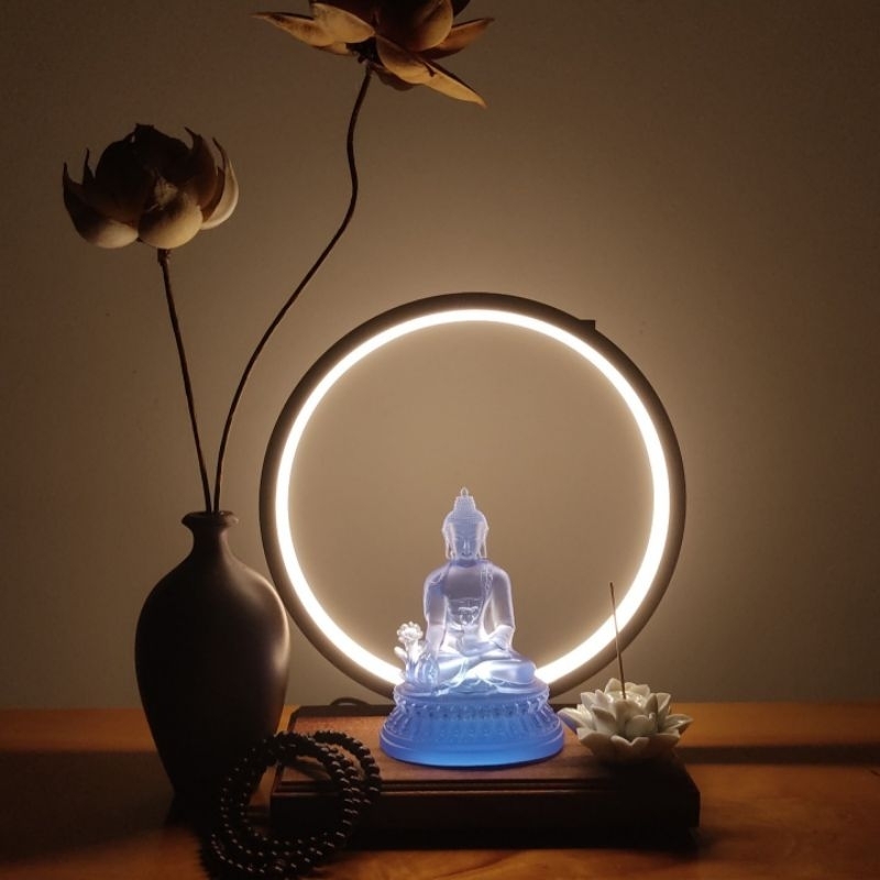 💥Kệ Gỗ Đèn Led Đặt Tượng Size 20cm và 30cm Sử Dụng Chân Cắm USB - Trang Trí Decor, Thác Khói Xông Trầm