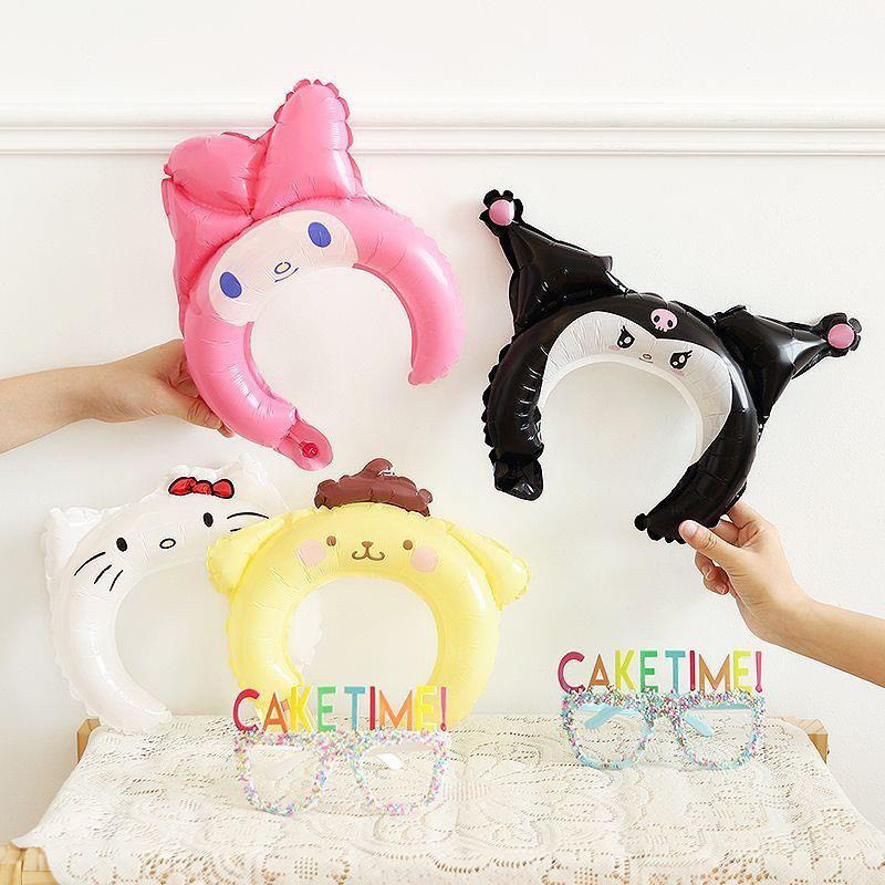 Bờm bong bóng cài tóc sinh nhật SANRIO,bờm bóng Hello Kitty, My Melody, Kuromi,Aggretsuko,Gudetama,