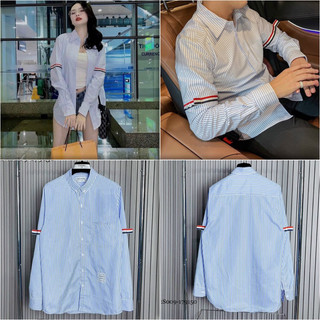 Áo sơ mi nam nữ thom kẻ sọc caro dài tay , phối 2 viền tay , chất liệu vải cotton thấm hút mồ hôi