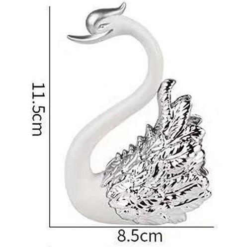 Bộ 2 Thiên Nga Nhũ trang trí bánh kem, Thiên Nga trang trí Tráp Cưới