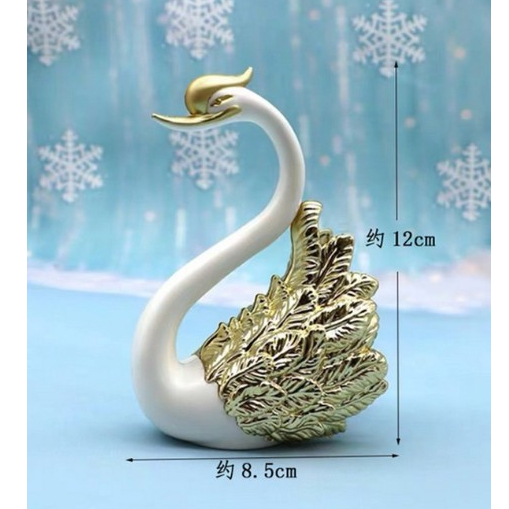 Bộ 2 Thiên Nga Nhũ trang trí bánh kem, Thiên Nga trang trí Tráp Cưới