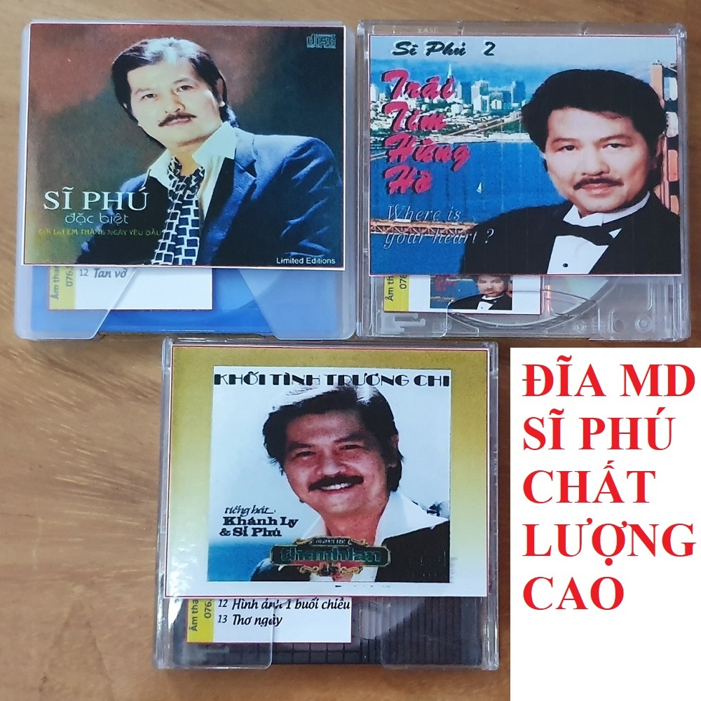 Bộ 3 Thiết bị lưu trữ MD Mini Diss NHẠC VÀNG chất lượng cao SĨ PHÚ - Sĩ Phú Đặc Biệt - Sĩ Phú 2 - Khối Tình Trương Chi