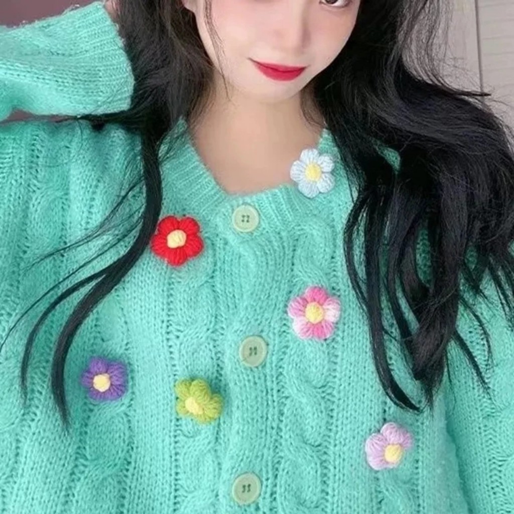 Hoa len 5 cánh mini làm túi xách, áo handmade nhiều màu