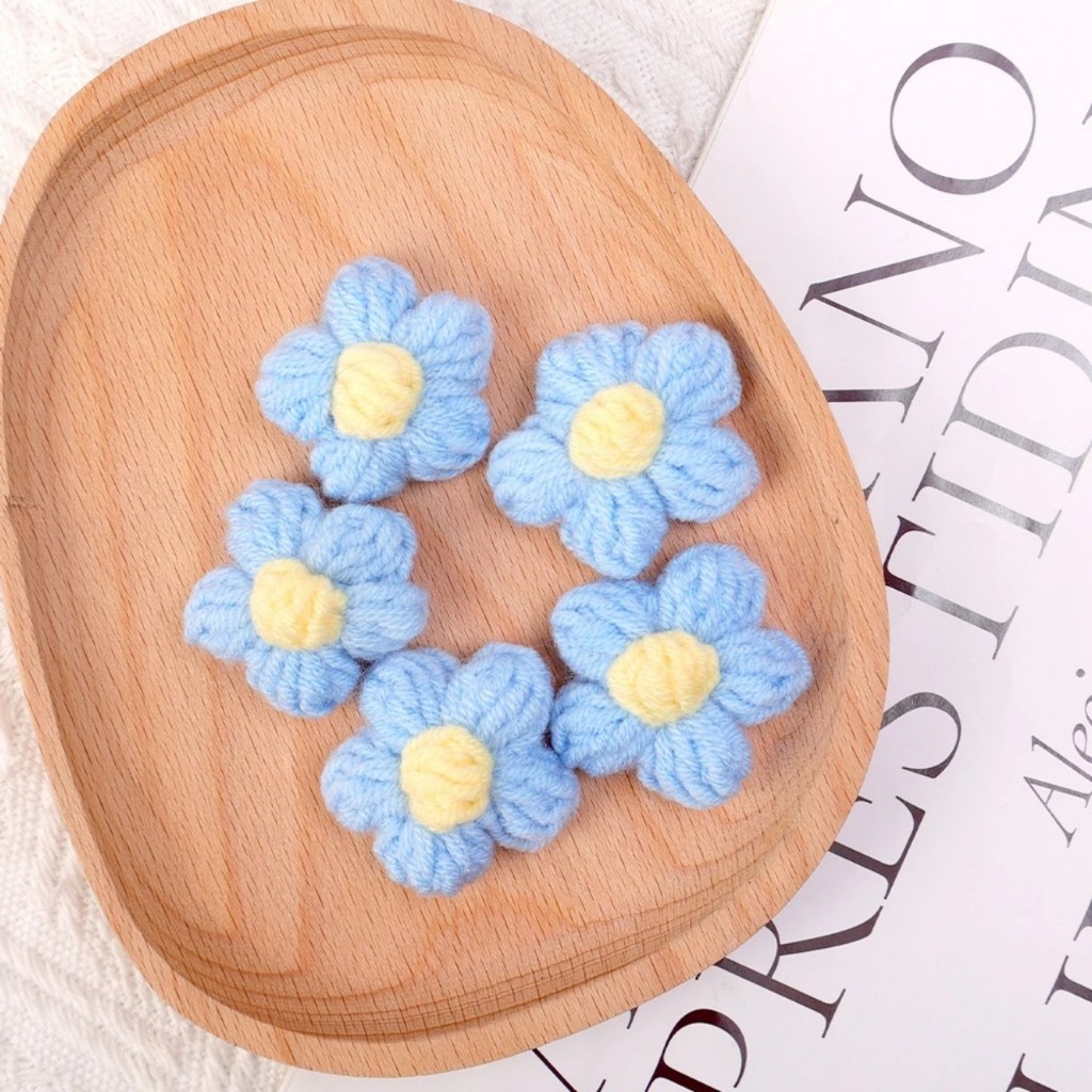 Hoa len 5 cánh mini làm túi xách, áo handmade nhiều màu