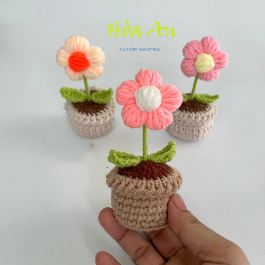 Hoa len 5 cánh mini làm túi xách, áo handmade nhiều màu