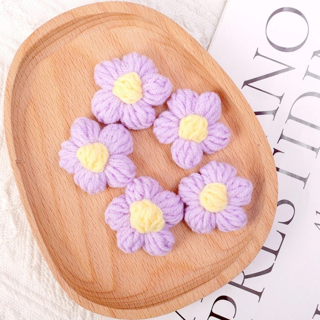 Hoa len 5 cánh mini làm túi xách, áo handmade nhiều màu