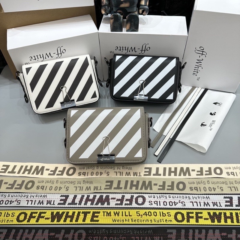 Túi Hộp đeo chéo OFF kẻ xọc thời trang hot trend 2024, Túi Da PU Mềm Cao Cấp V22